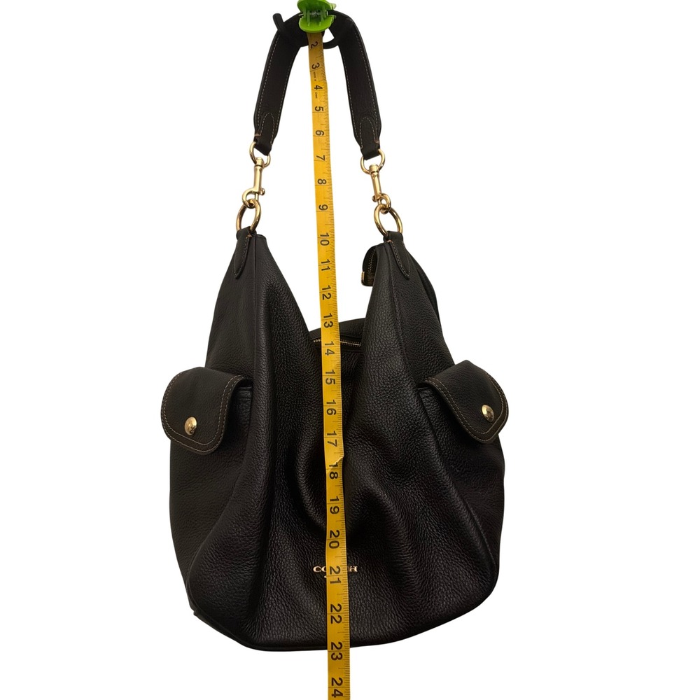 Coach Black Pebbled Leather Shoulder Bag Hobo Gold Hardware H2222-6152 - Picture 9 of 12